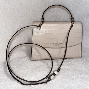 Kate Spade Croc Embossed Cream Shoulder Bag Purse